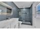 Contemporary bathroom featuring an enclosed shower with modern tile and glass door at 4813 Plata Del Sol, Las Vegas, NV 89121