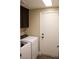 Bright laundry area features modern washer and dryer units plus storage cabinet space at 878 Samoy St, Las Vegas, NV 89110
