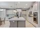 Modern kitchen with stainless steel appliances, white cabinetry, and a large island with seating at 10249 Wisteria Hills Ct, Las Vegas, NV 89135