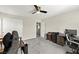 Office featuring a ceiling fan, doorway, double closet, and desk setup at 2333 Mundare Dr, Henderson, NV 89002
