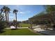 Landscaped community space with palm trees, grass, and covered picnic area at 5209 Silica Chalk Ave, Las Vegas, NV 89115