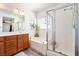 Bright bathroom with a walk in shower, garden tub, lots of vanity space and a view at 6121 Mission Gorge Ct, Las Vegas, NV 89130