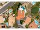 An aerial shot showcases a home with a private pool, hot tub, and meticulous landscaping in a serene neighborhood at 1990 Freeman Ct, Henderson, NV 89014