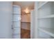 Spacious walk-in closet with custom shelves and built-in storage, complemented by neutral tones and lighting at 222 Karen Ave # 2308, Las Vegas, NV 89109