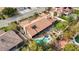 Aerial view of the property showcasing the pool, patio, and lush landscaping at 3236 Cliff Sieler Ct, Las Vegas, NV 89117