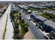 An elevated view showcases the community's townhomes and landscaping around the neighborhood at 4566 Mansart Ct # 1104, North Las Vegas, NV 89031
