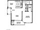 Layout shows an open-concept floor plan with a kitchen, living room, bedroom, bathroom and outdoor patio or balcony at 5710 E Tropicana Ave # 1018, Las Vegas, NV 89122