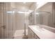 Bright bathroom showcasing a modern shower, and a sink with sleek hardware at 8 Via Dolcetto, Henderson, NV 89011