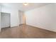 This bedroom features wood-look floors and closet at 908 Cypress Gold Ct, North Las Vegas, NV 89031