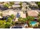 Aerial shot of a home with solar panels, pool, landscaping, and close proximity to neighborhood streets at 922 Lloyd George Dr, Henderson, NV 89052