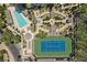 Aerial view highlighting the pool, tennis court, beautiful walkways, and lush greenery at 1 Hughes Center Dr # 1901, Las Vegas, NV 89169