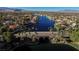 Breathtaking aerial view of the community showcasing the bridge, winding waterways, and lush landscaping at 8140 Bay Harbor Dr, Las Vegas, NV 89128