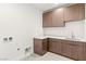 Well-organized laundry room with ample cabinet space, a sink, and modern washer/dryer hookups at 21 Highland Cove Ln, Henderson, NV 89011