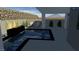 Rendering of a sleek pool with integrated fireplace and desert landscaping at 21 Highland Cove Ln, Henderson, NV 89011