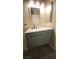 Bathroom features a light blue vanity with a granite countertop and a large mirror at 23 Indian Run Way, Las Vegas, NV 89148