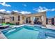 Backyard pool with inviting lounge space for relaxing and enjoying sunny days with outdoor dining area at 2558 Wiltshire Ave, Henderson, NV 89052