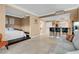 Open floor plan living area with breakfast bar and raised bed at 270 E Flamingo Rd # 131, Las Vegas, NV 89169