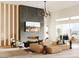 Modern living room with high ceilings, fireplace, and large windows offering natural light and views at 300 Talon Heights St, Las Vegas, NV 89138