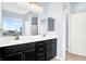 Bright Primary bath features double sinks and large windows for natural light at 3712 Gilmore Creek St, Las Vegas, NV 89129