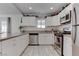 Well-equipped kitchen with granite countertops, white cabinets, and modern stainless steel appliances at 4739 Glenndavis Dr, Las Vegas, NV 89121