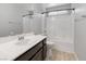 Clean bathroom featuring a shower-tub combo and a single sink vanity at 7345 Chesapeake Cove St, Las Vegas, NV 89166