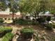 Community greenspace featuring mature trees, green landscaping, and shady seating areas at 9869 Lime Tree St, Las Vegas, NV 89178