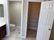 Bathroom with open door to closet and separate room with toilet at 10118 Farmington Hall Ct, Las Vegas, NV 89129