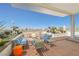 Rooftop patio with sun shade including outdoor seating areas plus glass barrier with Las Vegas skyline at 150 Las Vegas Blvd # 2115, Las Vegas, NV 89101
