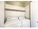 Convenient laundry room with modern washer and dryer units and shelf at 2120 Ramrod Ave # 2216, Henderson, NV 89014