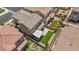An aerial perspective of a property with turf, a patio, and a pergola that enhances the backyard at 8055 Tank Loop St, Las Vegas, NV 89166