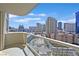 Balcony view showcasing Las Vegas strip and city skyline from high-rise condo at 135 E Harmon Ave # 1401, Las Vegas, NV 89109