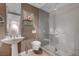 Modern bathroom with walk-in glass shower, vessel sink, and stylish fixtures at 4575 Dean Martin Dr # 2607, Las Vegas, NV 89103