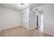 This bright bedroom is complete with a closet and features an open doorway to a full bathroom at 5203 Treasure Ave, Las Vegas, NV 89122