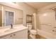 Neutral bathroom with a combination tub/shower and vanity with a sink at 8775 Traveling Breeze Ave # 102, Las Vegas, NV 89178