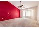 Spacious bedroom with bay window and ceiling fan at 9329 January Dr, Las Vegas, NV 89134