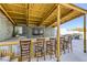 A covered outdoor bar features seating, a television, sink, and barbecue grill at 2890 Belcastro St, Las Vegas, NV 89117