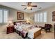 Serene bedroom with plantation shutters, warm lighting, and elegant furnishings at 2958 Lapis Beach Dr, Las Vegas, NV 89117