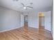 Neutral bedroom with hardwood floors and doors leading to the walk-in closet at 420 Dakar St, Henderson, NV 89015