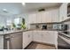 Modern kitchen featuring stainless steel appliances, granite countertops, and white cabinetry at 12110 Midnight Pine Rd # 4, Las Vegas, NV 89183
