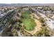 Lush aerial view of a well-manicured golf course surrounded by beautiful homes in the community at 190 Tall Ruff Dr, Las Vegas, NV 89148