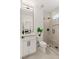 Well-lit bathroom with a glass shower, modern vanity, and neutral color scheme at 2736 Botticelli Dr, Henderson, NV 89052