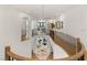 Upstairs hallway showcasing modern railing and chandelier with views to other rooms at 2736 Botticelli Dr, Henderson, NV 89052