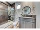 Modern bathroom with a tiled shower, sleek vanity, and contemporary fixtures at 365 Crown Mesa Ave, Las Vegas, NV 89138