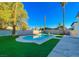 Backyard pool surrounded by lush landscaping and trees for a serene outdoor oasis at 4046 Bridgeview Cir, Las Vegas, NV 89147