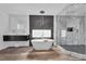 Beautiful bathroom featuring double vanities, soaking tub, and walk-in shower at 4108 Royal Scots Ave, Las Vegas, NV 89141
