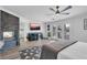 Beautiful main bedroom features a fireplace, a mini bar, and balcony access at 4108 Royal Scots Ave, Las Vegas, NV 89141