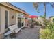 Secluded patio with cozy seating area and decorative tilework at 1609 Hidden Spring Dr, Las Vegas, NV 89117
