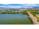 Aerial view of community lakes surrounded by lush greenery and paths at 330 Spring Dove Ave, Henderson, NV 89011