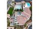 Aerial view showcases the pool, putting green, and clubhouse amenities at 3412 Crystal Tower St, Las Vegas, NV 89129
