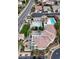 Aerial view showcasing the resort-style community with pool, clubhouse, and lush greenery at 3412 Crystal Tower St, Las Vegas, NV 89129